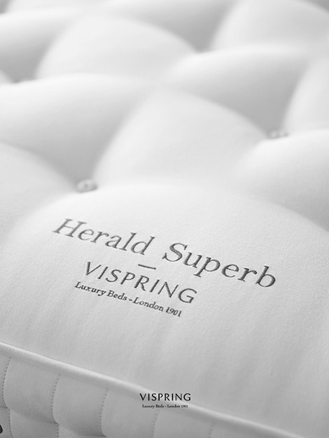 Vispring matras Herald Superb, pocketvering,katoen,wol,damast,koel slapen,goed bed